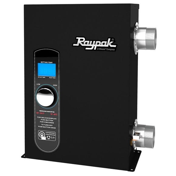 Raypak ELSR00111T1 240V & 37K BTU, 11 kW Electric Digital Titanium Pool & Spa Heater with 1.5 in. Unions Socket