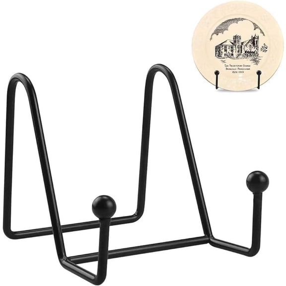 Plate Stands for Display (4 Inch), 2 Pack Black Metal Plates Holders - Decorative Book Stand Holders for Reading, Decorative Plate, Book, Photo Easel