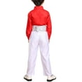 thumbnail image 4 of Hinvhai Boys Sequins Performance Outfits Shiny Shirt Pants Dance Skating Jazz Clothing Red 14-15Years, 4 of 5