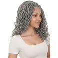 thumbnail image 6 of LUXLUXE Andrea Curly 19 Inch Long 4X4 Hand Tied Lace Braid Braided Wig, Beauty Heat Resistant Fiber, Color - Grey, 6 of 7