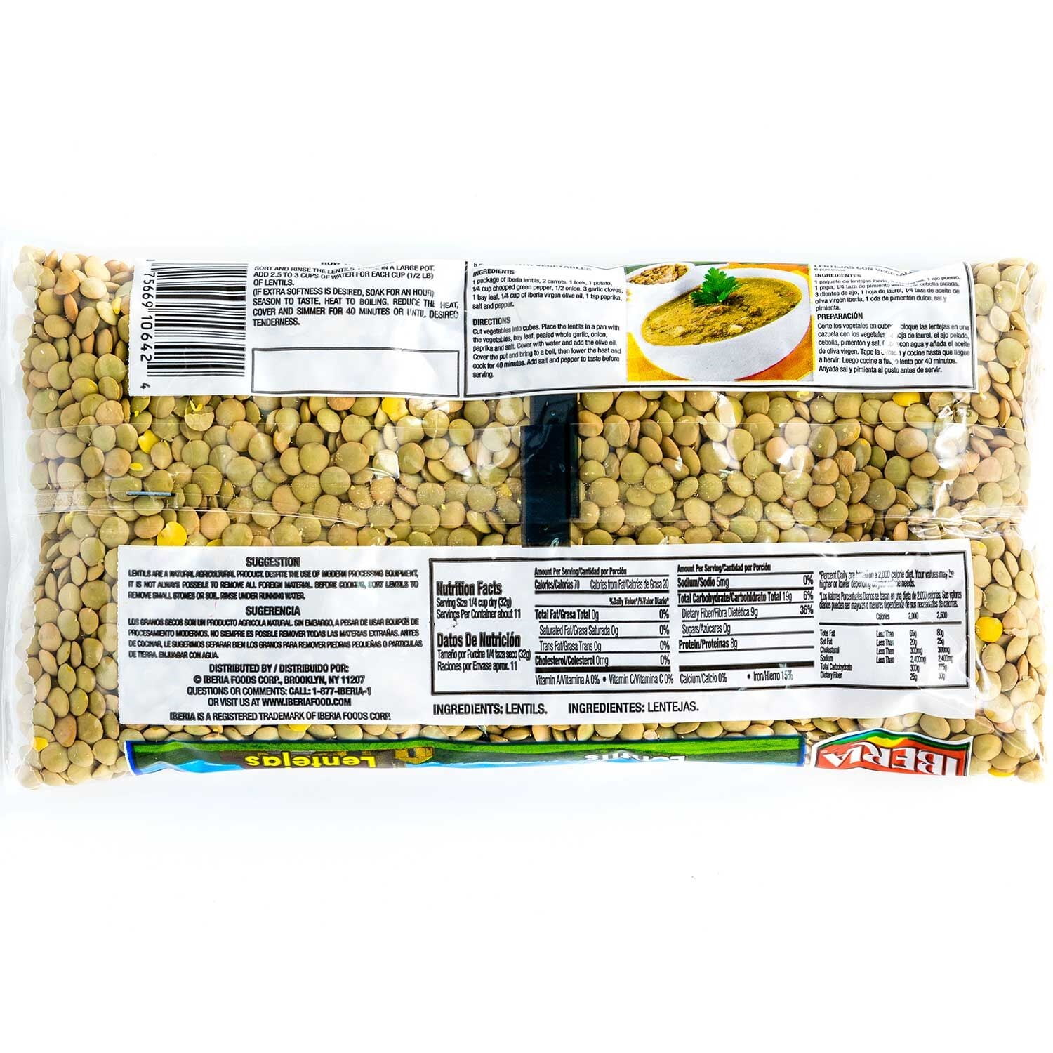 (4 pack) Iberia Lentil Beans, Lentejas, 16 oz Bag