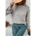 thumbnail image 4 of Textured Knit Drop Shoulder Pocket Sweater, Gray, Small, 4 of 5