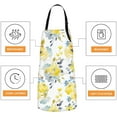 thumbnail image 3 of Apron Home Kitchen Cooking Baking Gardening for Women Men With Pockets Summer Yellow Blue Flowers Floral 32x28 inch, 3 of 6