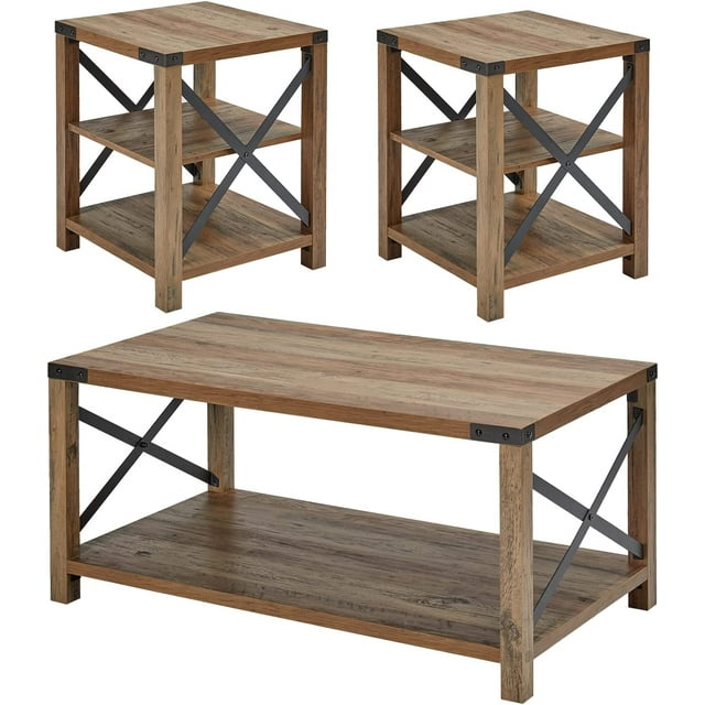 Amerlife 3 Piece Living Room Table Set Includes Coffee Table & Two