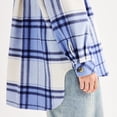 thumbnail image 3 of Juniors' SO® Plaid Oversized Button-Up Shacket Color: Grey Plaid Size: LARGE, 3 of 4