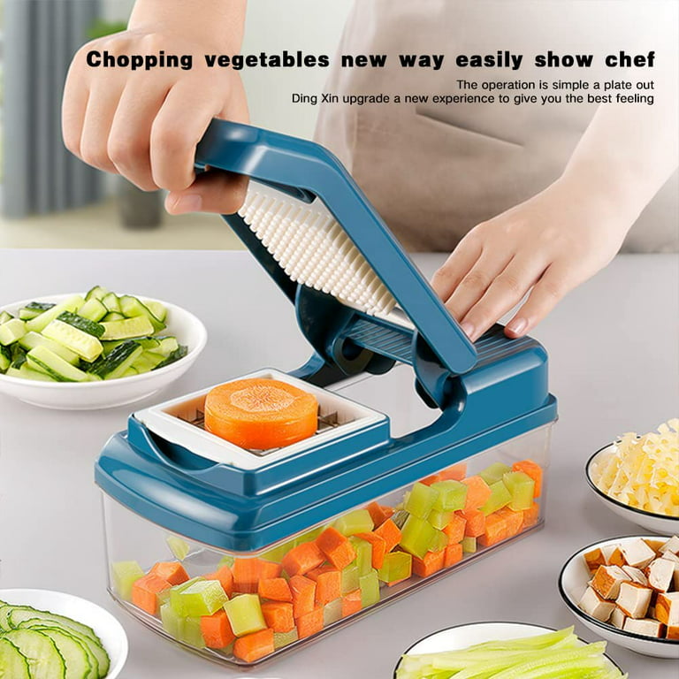 Kitexpert Vegetable Chopper, Onion Chopper Dicer Veggie Chopper with 8  Blades and Container with Lid, 13-in-1 Spiralizer Chopper Vegetable Cutter