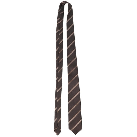 OFFIGAM Pretied Brown Mens Tie with Classic Striped Pattern and Sturdy Polyester for Formal Occasions