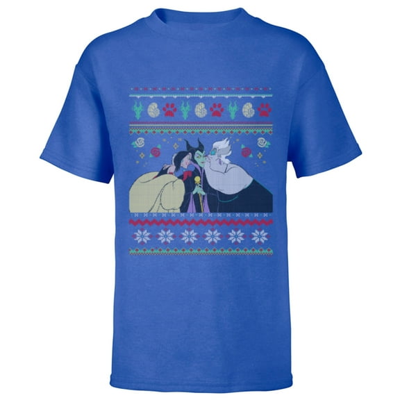 Disney Villains Maleficent Ursula Cruella Christmas Sweater - Short Sleeve T-Shirt for Kids - Customized-Royal