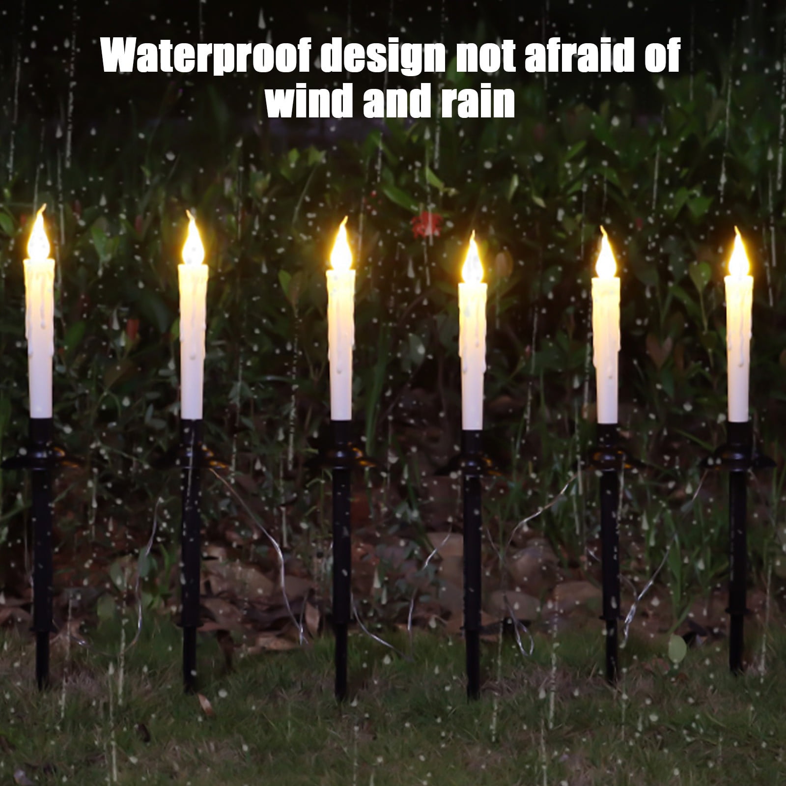 FEOLGEHLY 6 in 1 Halloween Decorations Outdoor Solar Candle Lights with Candlesticks Holders, Waterproof LED Ground Plug Garden Light with Dusk to Dawn Light Sensor for Indoor Outdoor Lawn Home Decor