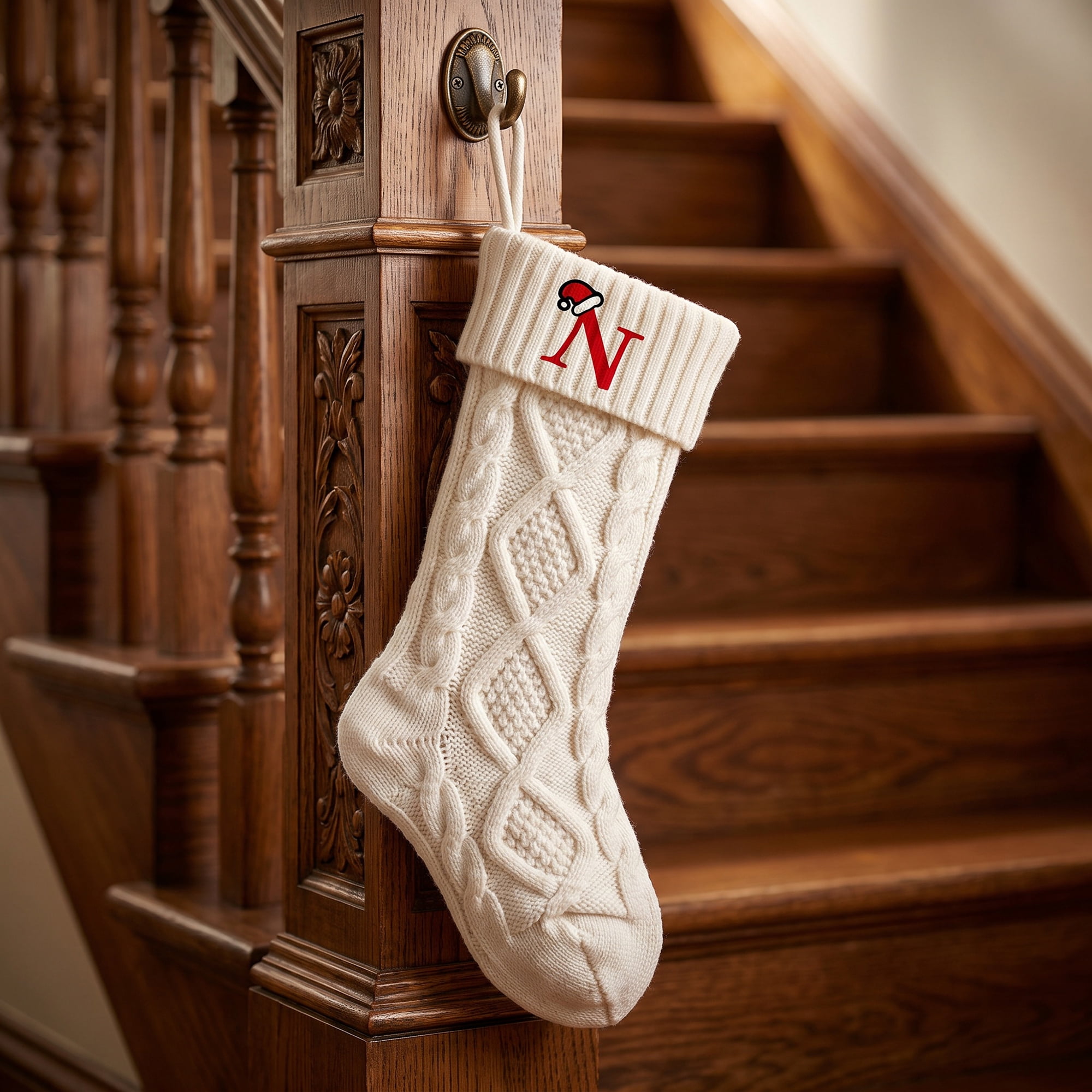 Unique Bargains Canine Bone Christmas Stocking Luxury Puppy Holiday Keepsake Sack Letter N 17"