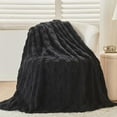thumbnail image 2 of Super Soft Throw Blanket Black Premium Silky Flannel Fleece 3D Checkered Lightweight Bed Blanket All Season Use (Black Checkered, Throw(50"x70")), 2 of 8