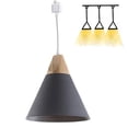 thumbnail image 1 of FSLiving H-Style Track Mount Pendant Fixture Scandinavian Style Pendant Lights for Kitchen Hanging Lamp Modern Wood and Aluminium Light Customizable,Grey - 1 Light, 1 of 7