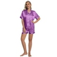 thumbnail image 3 of DAKIMOE Womens Silk Pajama Sets Satin Pajamas for Women Set Short Sleeve Shirt with Shorts 2 Piece Pjs Sets Soft Silky Sleepwear Nightwear Button-Down Loungewear S-XL, 3 of 10