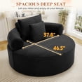 thumbnail image 3 of Muumblus 55" Indoor Round Lounge Chair, Oversized Boneless Accent Barrel Chair, Black Corduroy, 3 of 10