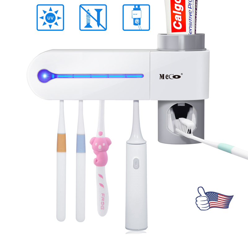 Automatic Toothpaste Dispenser + UV Lamp Toothbrush Sterilizer