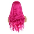 thumbnail image 3 of RightOn Hot Pink Wigs Long Wavy Wig for Women Curly Heat Resistant Hair Wigs Cosplay Party with Wig Cap, 3 of 4