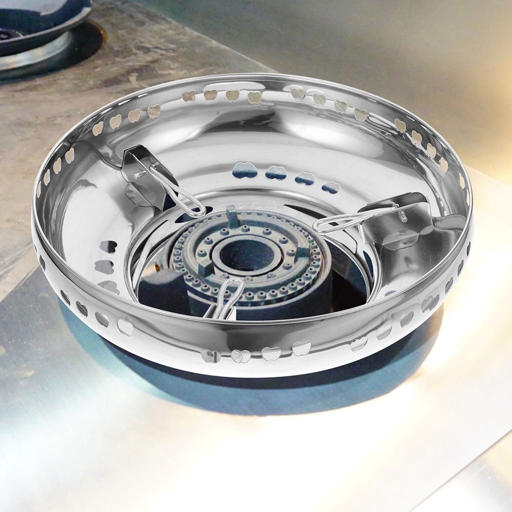 Tineasur 2Pcs Stove Support Rack Wok Ring Stainless Steel Silver Fire Gathering