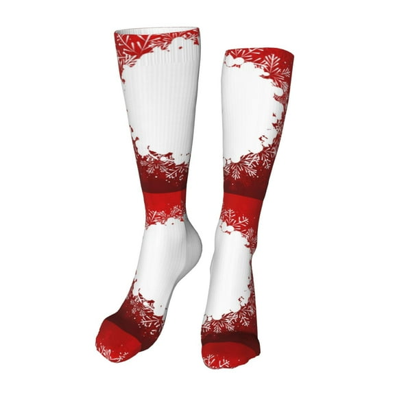 KLL Winter Christmas Snowflake Print Cool Socks Men's Women's Crew Socks Funny Crazy Novelty Stockings