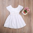 thumbnail image 2 of Vestido Blanco Para NiñA Con Hombros Descubiertos, Vestido Veraniego De Cintura Alta Con Volantes Calados, 2 of 4