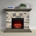thumbnail image 3 of FESTIVO 40 in. Faux Stone Freestanding Electric Fireplace - 40" in Width - Bisque/Muddy, 3 of 11
