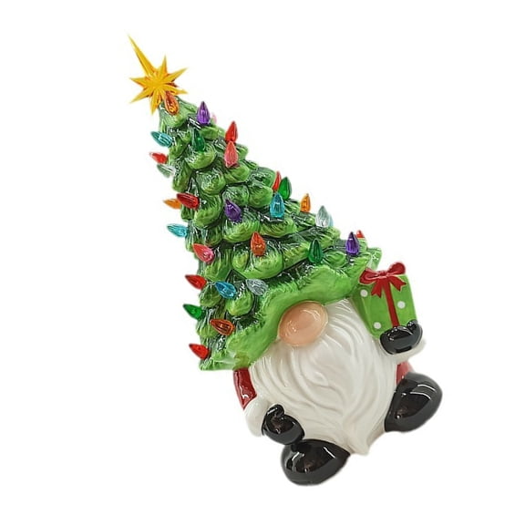 Prelit Resin Christmas Tree Gnomes Resin Figurine Delicate Indoor Christmas Decoration Gift
