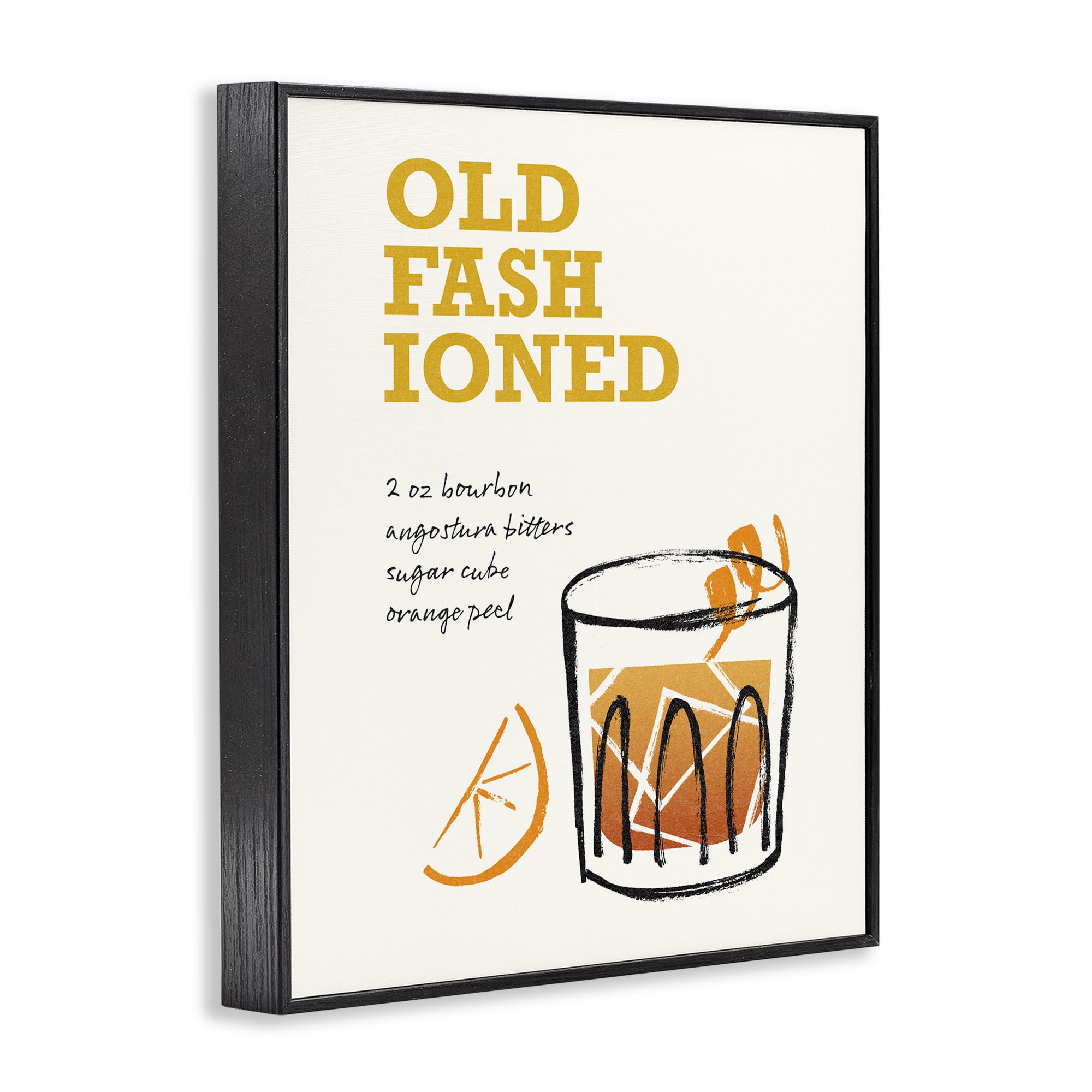 Stupell Industries Old Fashioned Recipe Food & Beverage Painting Black Framed Art Print Wall Art, 16 x 20