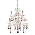 thumbnail image 1 of 9 Light Chandelier In Antique White And Amber Crystal, 1 of 1