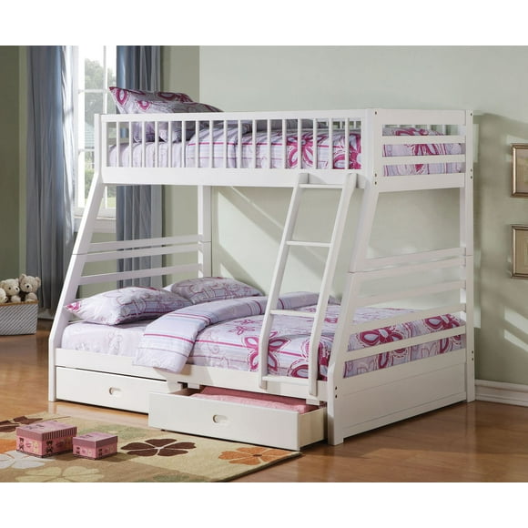 ACME Jason Twin over Full Bunk Bed with 2 Drawer in White