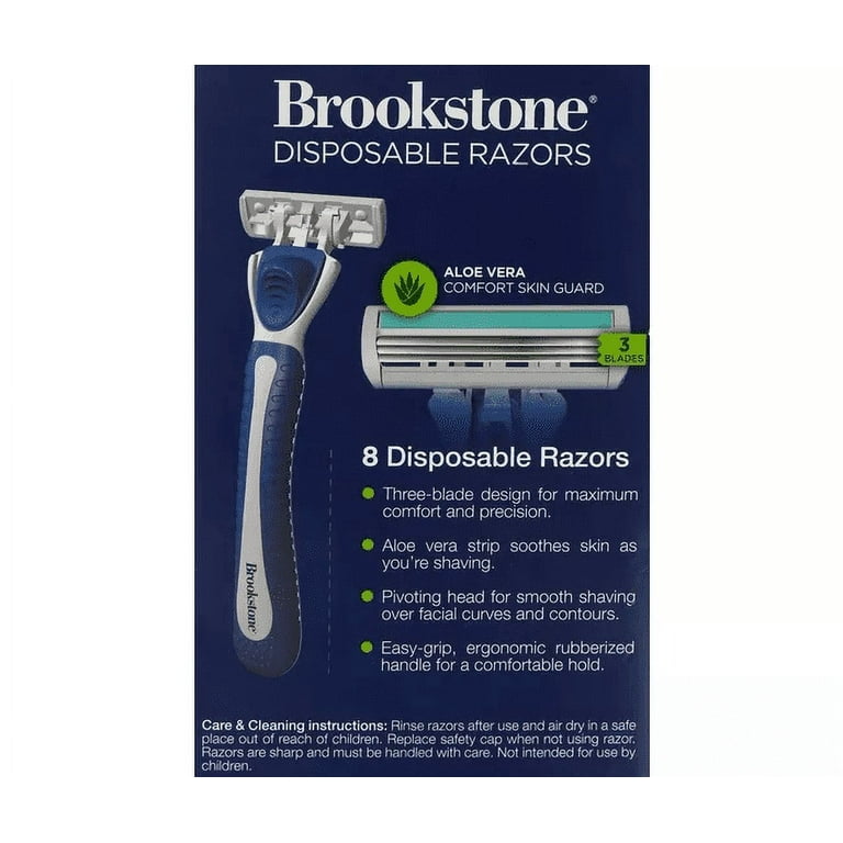 Brookstone 3 Blade Aloe Infused Disposable Razors, 8 Pack