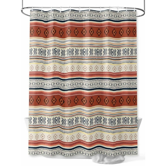 Shower Curtain Retro Farmhouse Style Shower Curtains for Bathroom, Waterproof Polyester Shower Curtain Set with Hooks, Extra Long 72" x 78" Ethnic Line