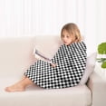 thumbnail image 4 of Black and White Small Checkered Pattern Blanket Hoodies for Kids 6-13YR Oversize Wearable Blanket Hoodies for Boys Girls Teens, 4 of 7