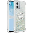 thumbnail image 3 of Glitter Clear Sparkly Bling Case for Motorola Moto G 5G (2023), Flowing Liquid Quicksand Cover with Diamond Ring Holder Case for Motorola Moto G 5G (2023)  Silver, 3 of 14