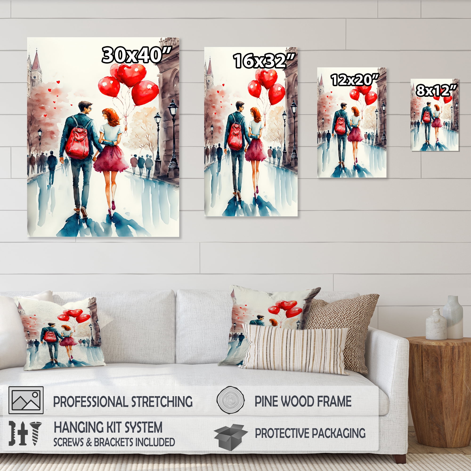 Designart Loving Couple Walking Outdoors Canvas Wall Art