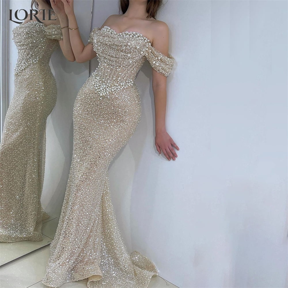 LORIE Glitter Lace Mermaid Formal Evening Dresses Pearls Bodycon Off Shoulder Bridal Gowns Backless Pageant Wedding Party Gowns - Walmart.ca LORIE Glitter Lace Mermaid Formal Evening Dresses Pearls Bodycon Off Shoulder Bridal Gowns Backless Pageant Wedding Party Gowns - Walmart.ca