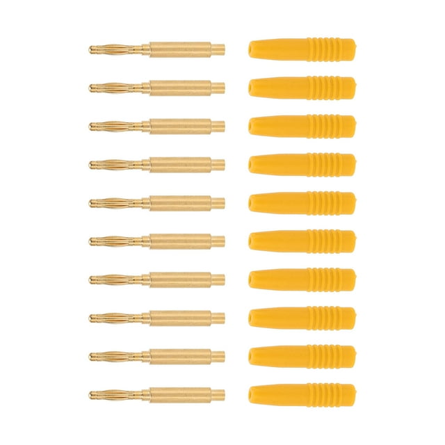 Conectores tipo banana de seguridad aislados, 10 piezas de conectores tipo banana, conector macho dorado, conectores tipo banana con carcasa, diseño exquisito