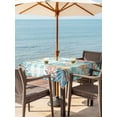 thumbnail image 3 of Outdoor Tablecloths with Umbrella Hole & Zipper, Summer Coastal 60x60 Inch Square Tablecloths, Watercolor Corals Shells Starfish Green Plaid Waterproof Table Cloth, Patio/Pool/Picnic Table Covers, 3 of 8