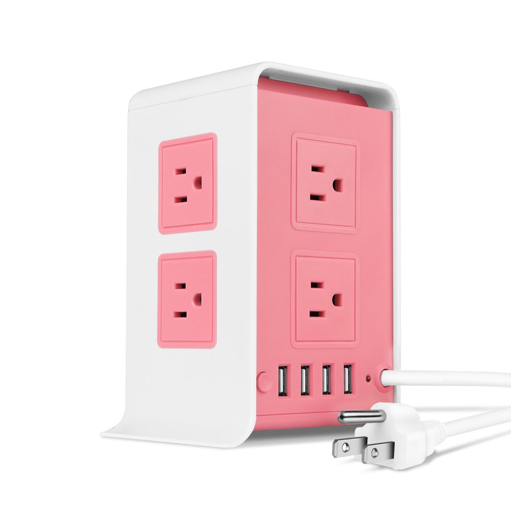 Power Strip Tower Surge Protector with 4 USB Ports 8 AC Outlet