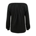 thumbnail image 5 of Ichuanyi Womens Fall Tops, Women's O-Neck Solid Stitching Fashion Casual Pleated Long Sleeved Top Blouse, 5 of 5