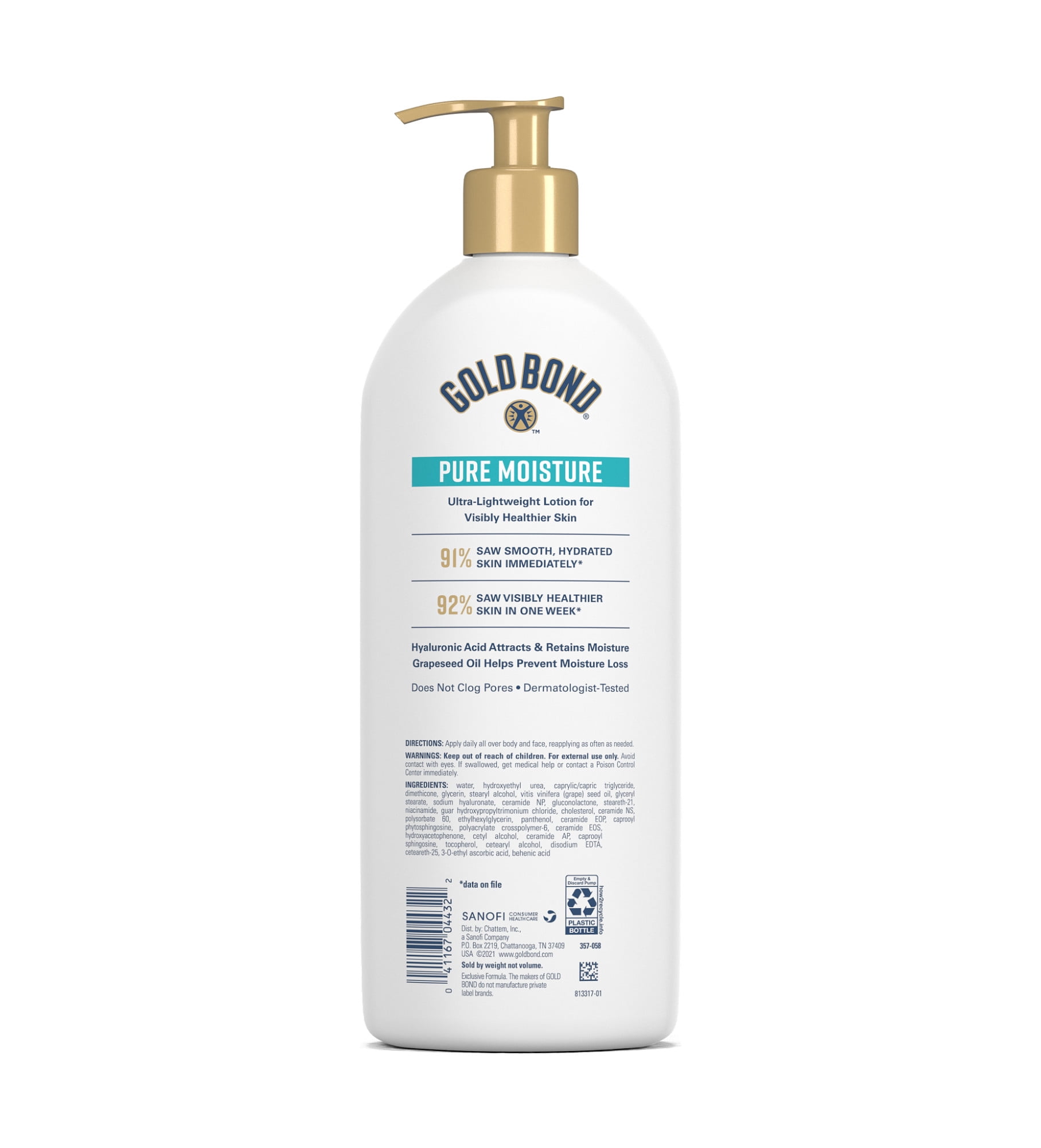 Gold Bond Pure Moisture Lotion, 20 oz., Ultra-lightweight Daily Body and Face Lotion