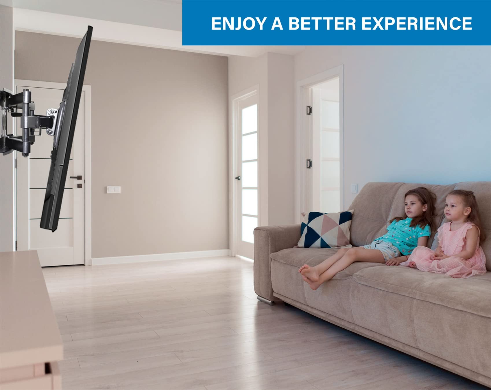 Comzon Full Motion TV Mount Articulating Arm TV Wall Mount Bracket for 37-80 Inch LED, LCD, OLED, 4K, Flat Curved TV, VESA Max 600x400, Holds 88lbs, Black