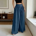 thumbnail image 2 of RQYYD High Waist Pants For Women Button Front Wide Leg Pant Pleated High Waist Casual Trousers With Side Pockets Flowy Floor Length For Summer, 2 of 6