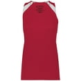 thumbnail image 2 of Augusta 2XL Ladies Overspeed Track Jersey Scarlet/White 348, 2 of 5