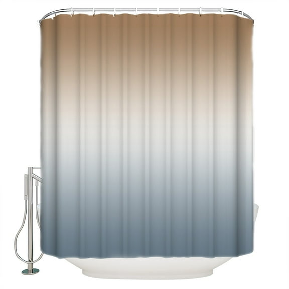 Brown Grey Shower Curtain, 66" x 72", Gradient Waterproof Bathroom Curtain Washable Shower Curtain Set with 12 Hooks