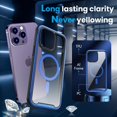 thumbnail image 4 of for iPhone 14 Pro Max Case Magnetic, [Compatible with MagSafe & 3X Military Grade Drop Protection] Clear Back Aluminum Frame Phone Case for iPhone 14 Pro Max, Blue, 4 of 12