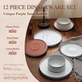thumbnail image 3 of Vesteel 12-Piece Dinnerware Set, Ceramic Plates and Bowls Sets, Healthy Yixing Purple Clay Dishes Set, Elegant & Durable Tableware, Dishwasher & Microwave Safe - Moonlight White, 3 of 12