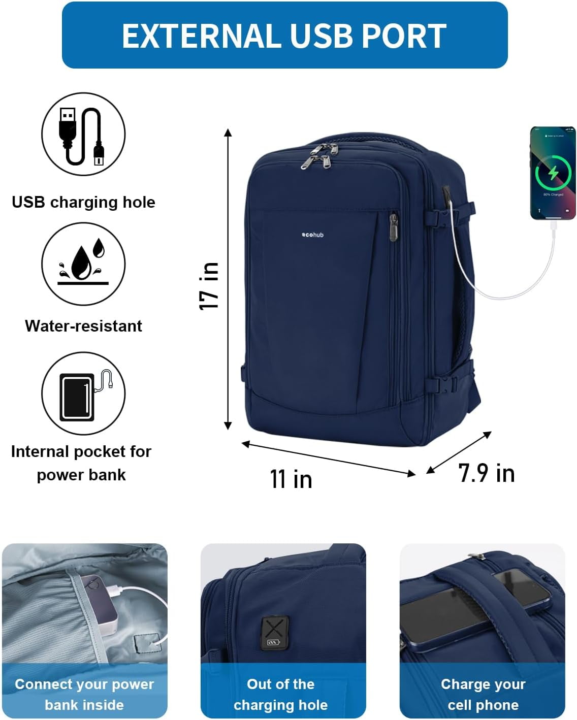 Travel Personal Item Backpack with Multiple Compartments Airline Approved Luggage Bag 25L Lightweight College Business Weekender Bag for Men & Women