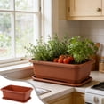thumbnail image 6 of Taicans Extra Large Rectangular Planter with Drainage Tray,15.4 Inch Plastic Planting Container for Indoor Outdoor,Garden Flower Herb Vegetable Pot for Balcony Patio, 6 of 7