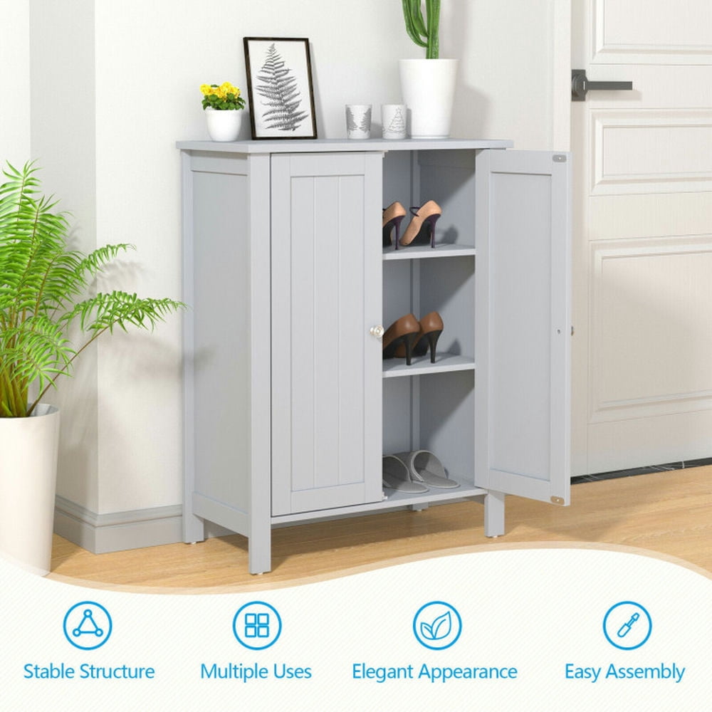 Finihen Bathroom Storage Cabinet, Bathroom Floor Cabinet, 2-Door Bathroom Floor Storage Cabinet Space Saver Organizer, for Bathroom, Living Room, Bedroom, Kitchen, Gray Finihen Bathroom Storage Cabinet, Bathroom Floor Cabinet, 2-Door Bathroom Floor Storage Cabinet Space Saver Organizer, for Bathroom, Living Room, Bedroom, Kitchen, Gray