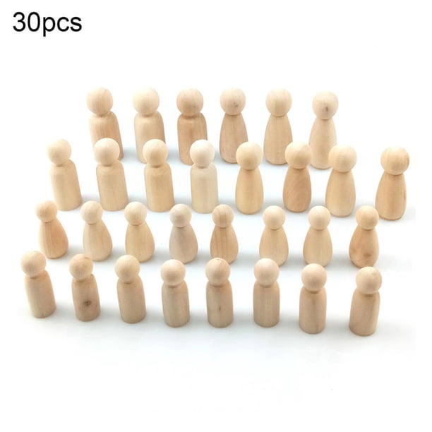 Muñecos De Madera Con Clavija, Figuras De Madera Sin Terminar Para Niños Y Niñas, Muñecos De Ángel Para Manualidades Diy 30 Uds. Yuarrent HA023411-00