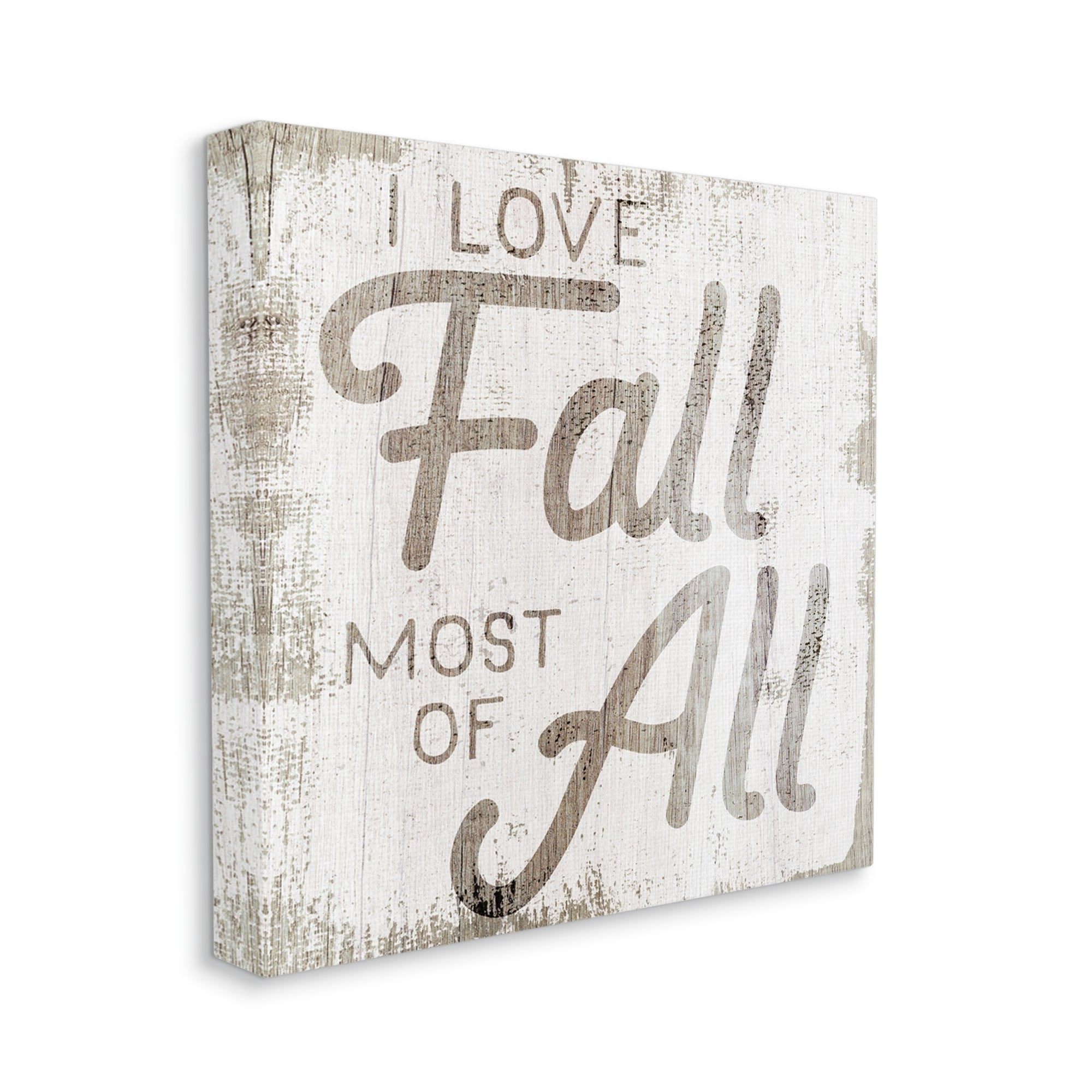 Stupell Industries Love Fall Most of All Phrase Distressed Pattern, 17 x 17,Design by Daphne Polselli
